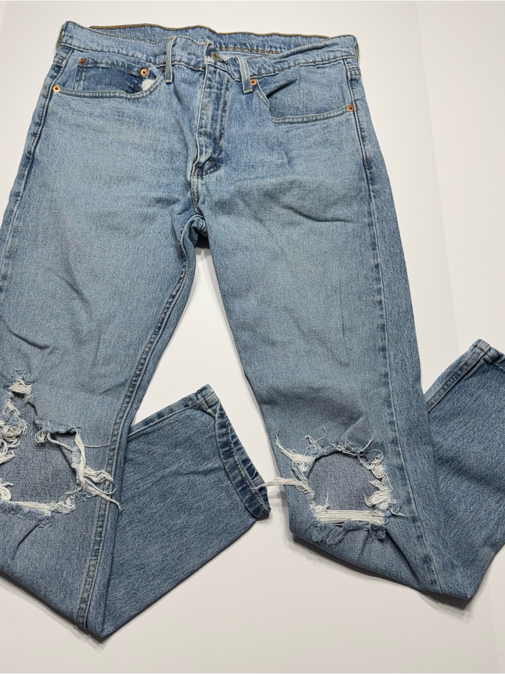 Levi's Light Blue Ripped Straight Jeans